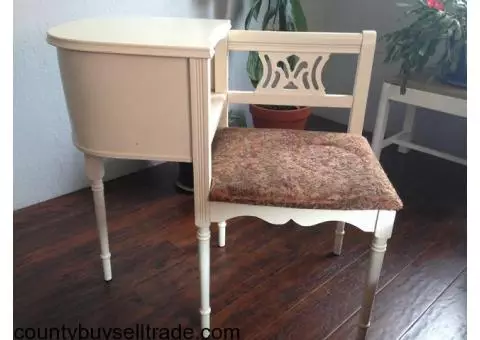 Vintage Telephone Table / Gossip Bench Chair