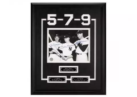 Autographed Plaque of Joe Di Maggio, Mickey Mantle and Ted Williams